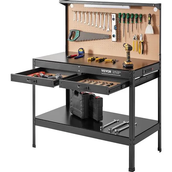 VEVOR Simple Workbench A3 Steel Work Bench, Frame Material A3 Steel, DGB48X24INCHLAB5SV1