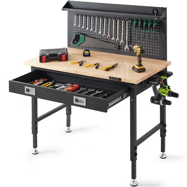 VEVOR Workbench, Adjustable Height 28-39.5", DGBG48X24INCHD1NXV1