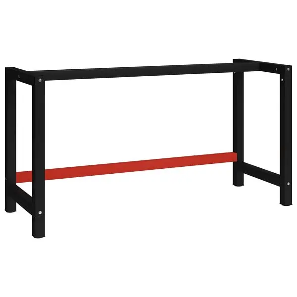 vidaXL Large Work Bench Frame Metal 59.1"x22.4"x31.1" Black and Red, 147929
