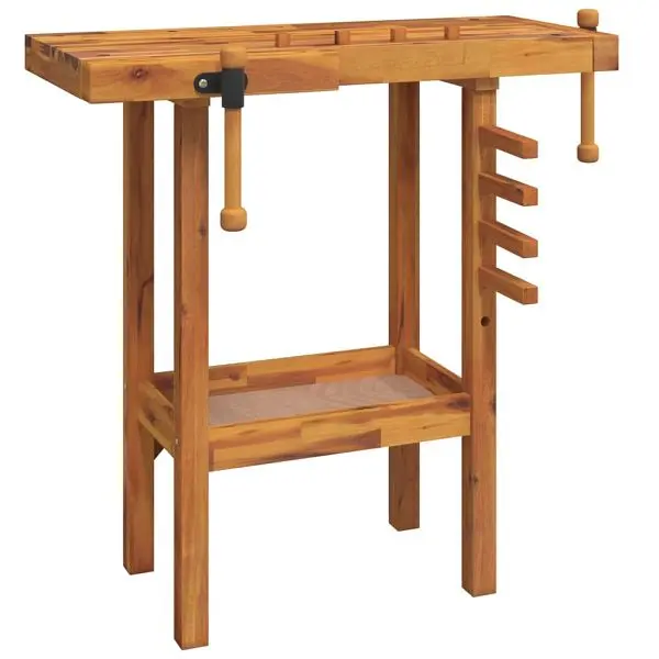 vidaXL Multi-Purpose Workbench Vices 36.2"x18.9"x32.7" Solid Wood Acacia, Bronze colored, 153319