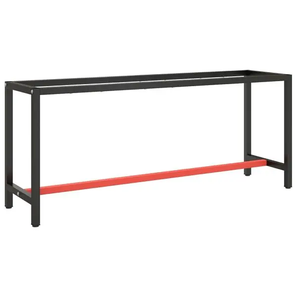 vidaXL Weather-Resistant Work Bench Frame Matte Black and Matte Red 74.8"x19.7"x31.1" Metal, 151453