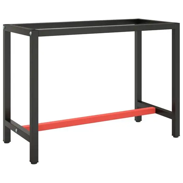 vidaXL Work Bench Frame Matte Black and Matte Red 43.3"x19.7"x31.1" Metal, 151450