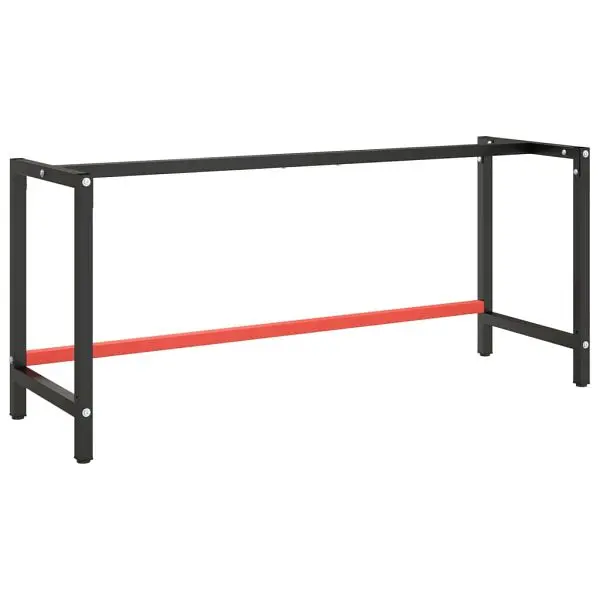 vidaXL Work Bench Frame Matte Black and Matte Red 70.9"x22.4"x31.1" Metal, 151457