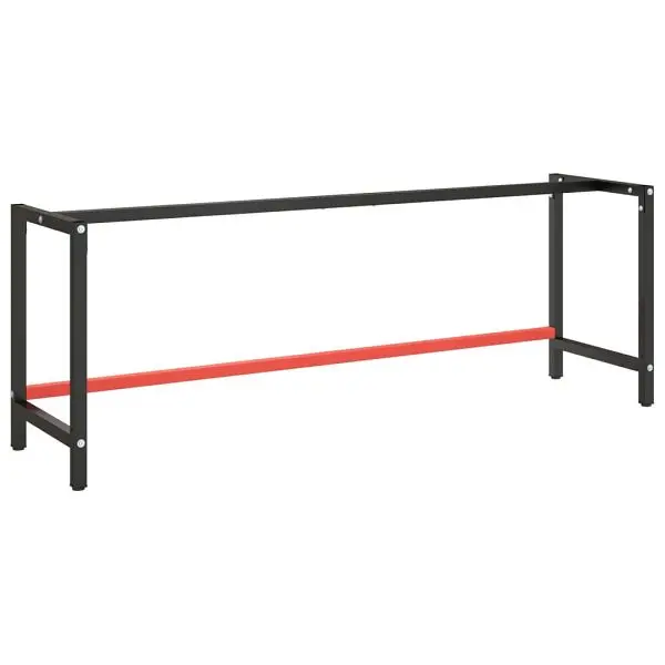 vidaXL Work Bench Frame Matte Carbon Black and Matte Red 86.6"x22.4"x31.1" Metal, 151458
