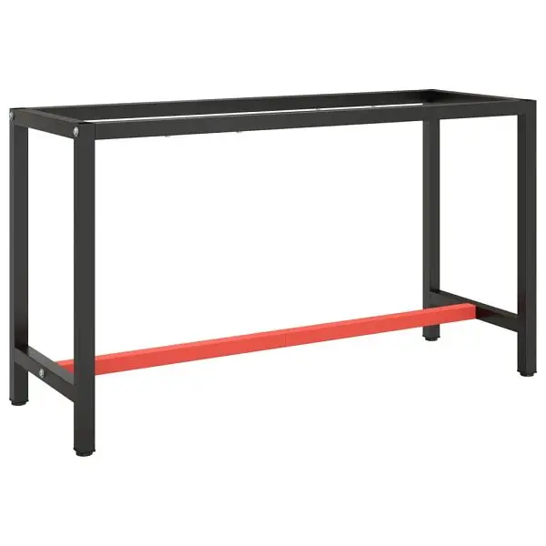 vidaXL Work Bench Frame Matte Matte Black and Matte Red 55.1"x19.7"x31.1" Metal, 151451