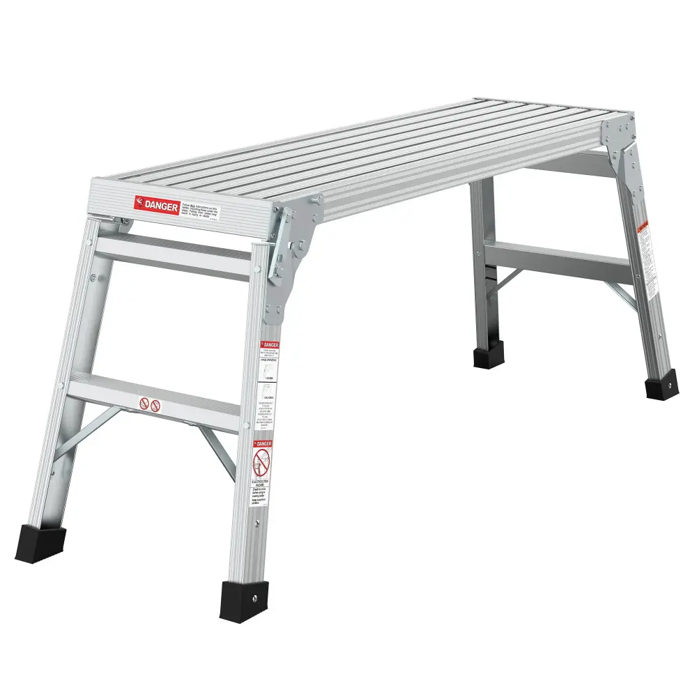 Work Platform Aluminum On--go Bench Folding Ladder Ansi Capacity 225 Lbs 40" - Gray