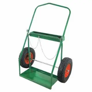 Anthony Low-Rail Frame Dual-Cylinder Cart, 36 OD W x 47 H, 16 dia x 4 W Pneumatic Wheels, Incl Securety Chain, 2-16