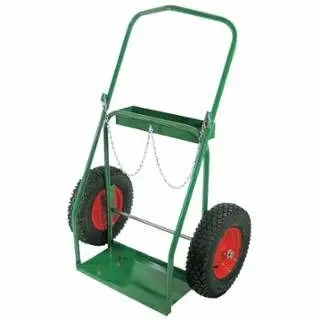 Anthony Low-Rail Frame Dual-Cylinder Cart, 32 OD W x 46 H, 16 dia x 4 W Pneumatic Wheels, Incl Securety Chain, 8-16