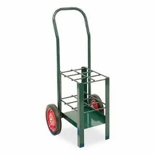 Anthony Medium-Duty M7, M9, C, D, and E Size Cylinders Transport Cart, Holds 6 Cylinders, 2-10 Bare Rubber Wheels, 6061