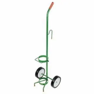 Anthony D/E Size Cylinder Transport Cart, Single, 12 W x 41 H x 10 D, 6 Semi-Pneumatic Wheels, Gurney/Minquire Hooks, 6105