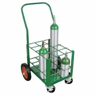 Anthony Unique Medium-Duty M7, M9, C, D, and E Size Cylinders Transport Cart, Holds 12 Cylinders, 2-10 Rubber Wheels/2-Loc...