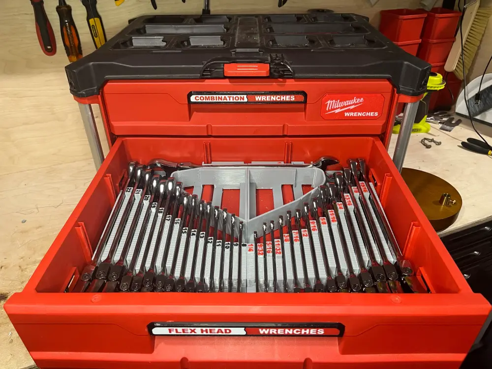 Adjustable Jaw Packout Drawer Inserts Milwaukee Flex Head Ratcheting Combination Wrench Sets (FHW-S D and FHW-M D)