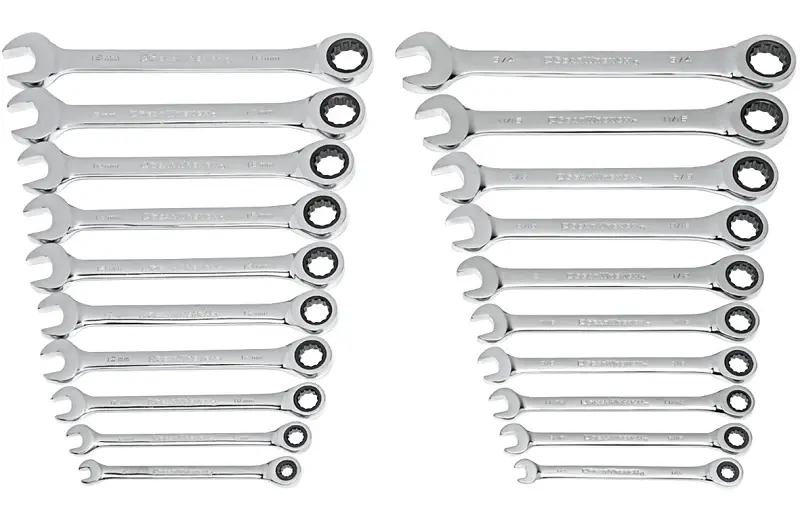GearWrench 35720-06 Ratcheting Combination Wrench Set, 20-Pieces, Alloy Steel, Polished Chromium