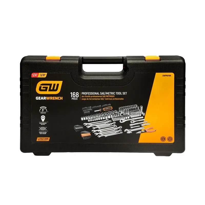 Professional Grade GearWrench GWPRO168 Tool Adjust, 168-Piece, Steel, Chrome