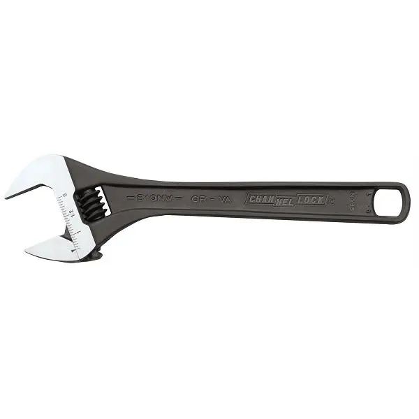 Channellock Adjustable Wrench, Black Phosphate, 10" Length, Jaw Capacity 1-3/8", 810NW