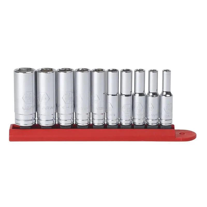 Gearwrench Safe 10 Piece 1/4" Drive 6 Point Deep SAE Socket Set, 80305