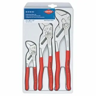 Knipex 3-Piece Plier Wrench Set, 7 , 10 , 12 Lengths, Chrome Vanadium, 002006US2