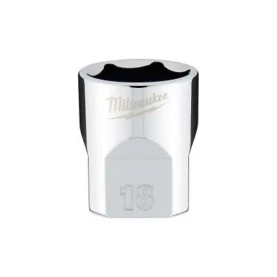 Milwaukee Wide 3/8 Drive Socket, Metric Std-18mm, 45-34-9088