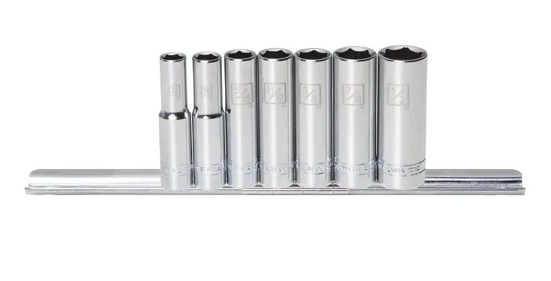 STEELMAN 1/4-Inch Drive Deep Well SAE Socket Set, 7 Pieces, 78520