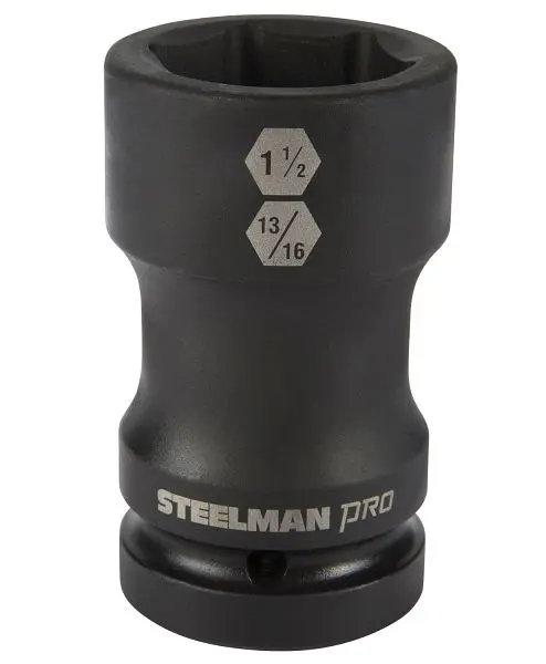 STEELMAN 1-Inch Drive Budd Wheel 1-1/2-Inch 6-Point Hex and 13/16-Inch 4-Point Square Combo Impact Socket, 79325