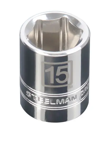 STEELMAN 3/8-Inch Drive x 15mm Shallow 6-Point Metric Single Socket, 78198