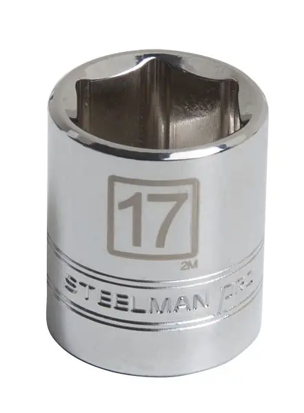 STEELMAN 3/8-Inch Drive x 17mm Shallow 6-Point Metric Single Socket, 78199