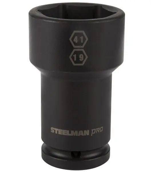 STEELMAN Certified-Safe 3/4-Inch Drive Budd Wheel 41mm 6-Point Hex and 19mm 4-Point Square Combo Impact Socket, 79329