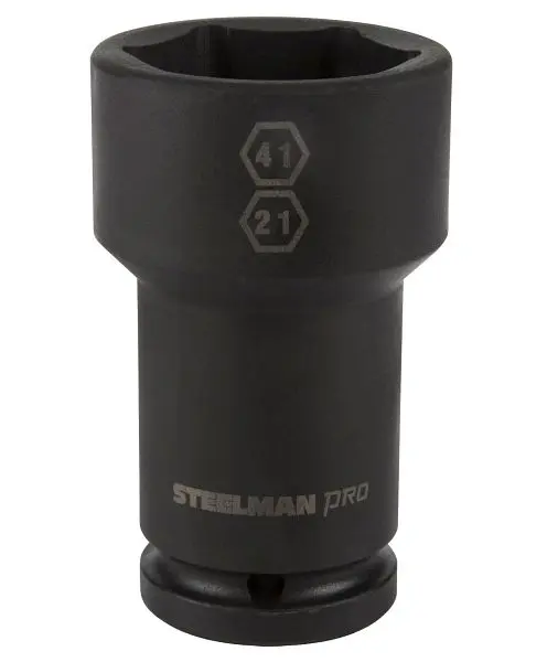 STEELMAN Lightweight 3/4-Inch Drive Budd Wheel 41mm 6-Point Hex and 21mm 4-Point Square Combo Impact Socket, 79330