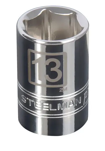 STEELMAN Long-Lasting 3/8-Inch Drive x 13mm Shallow 6-Point Metric Single Socket, 78196