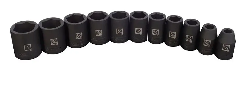 STEELMAN OSHA-Compliant PRO 1/2-Inch Drive Shallow 6-Point Impact SAE Socket Set, 11 Individual, 78244