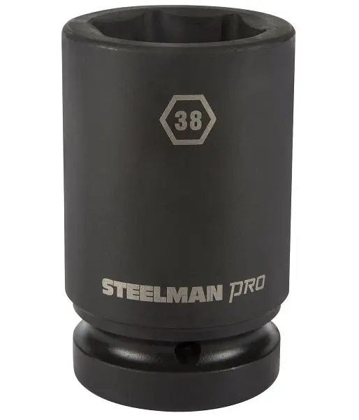 STEELMAN Ribbed 1-Inch Drive x 38mm 6-Point Deep Impact Socket, 79294