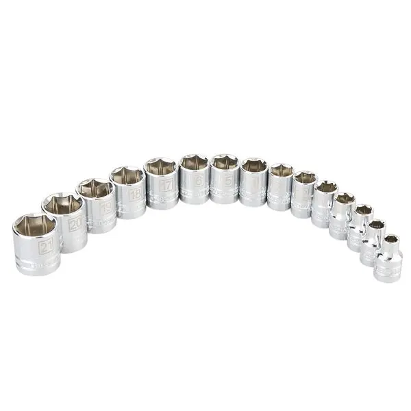 STEELMAN Snap-On 3/8-Inch Drive 6-Point Metric Chrome Socket Set, heat-treated chrome vanadium steel, 15 Pieces, 78523