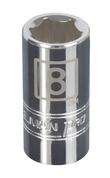 STEELMAN Water-Resistant 1/4-Inch Drive x 8mm Shallow 6-Point Metric Single Socket, 78173