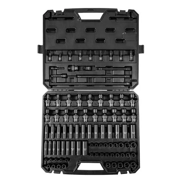 VEVOR 3/8" Drive Impact Socket Set, SAE 1/4"-3/4" and Metric 6-19mm 90 Piece Socket Set, CJ38SAECRMO90NGRCV0